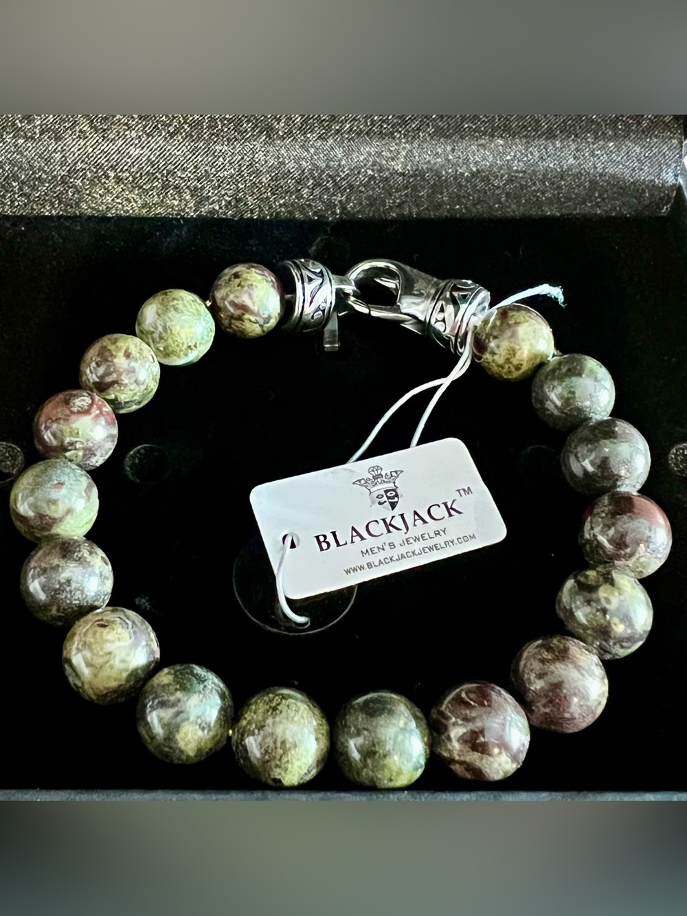 Blackjack Jewelry 10mm Dragon Stone Stainless Steel Beaded Bracelet BJB244DG